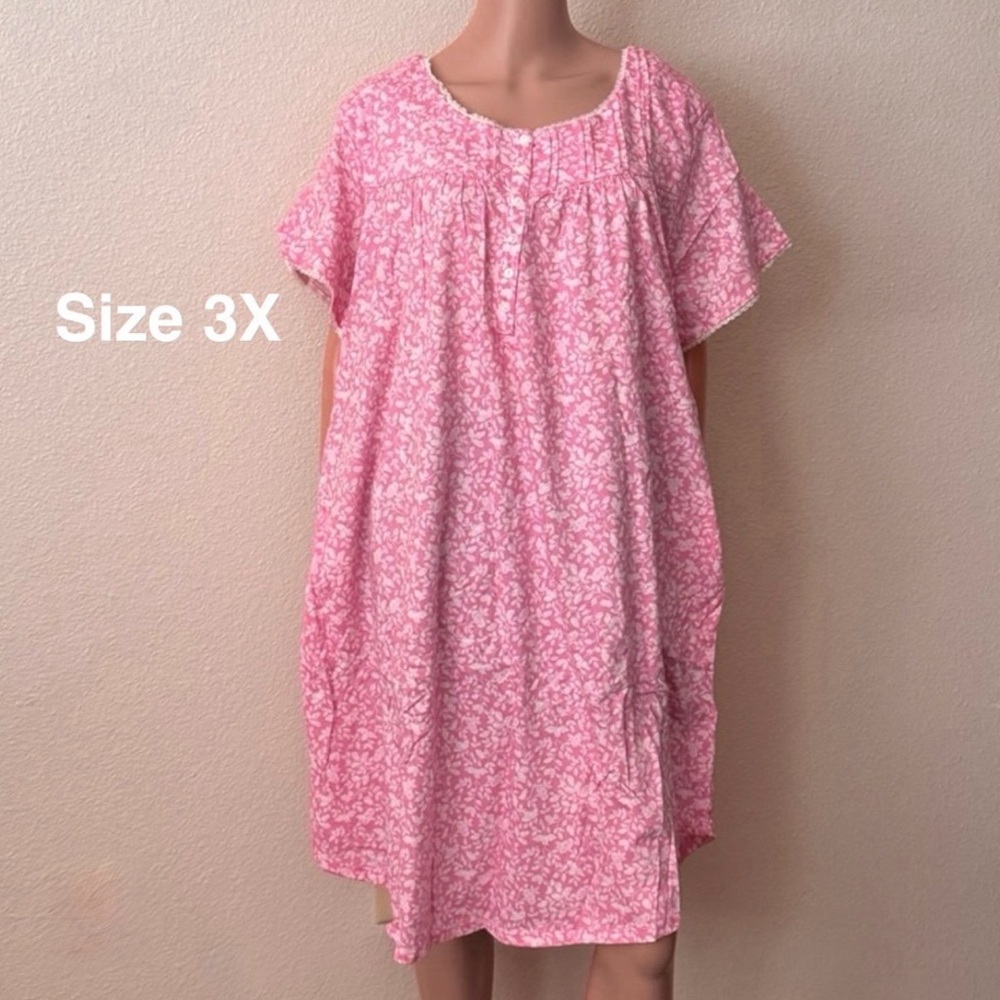 Aria 100% Cotton Short Sleeve Scoop Neck Nightgown with Pockets